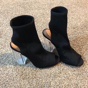 Black Shoes with Clear Heel
